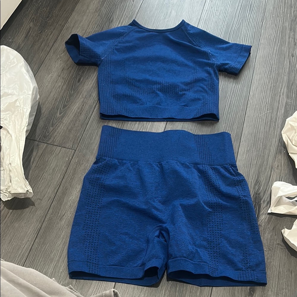 Vibrant Blue High-Waisted Athletic Shorts